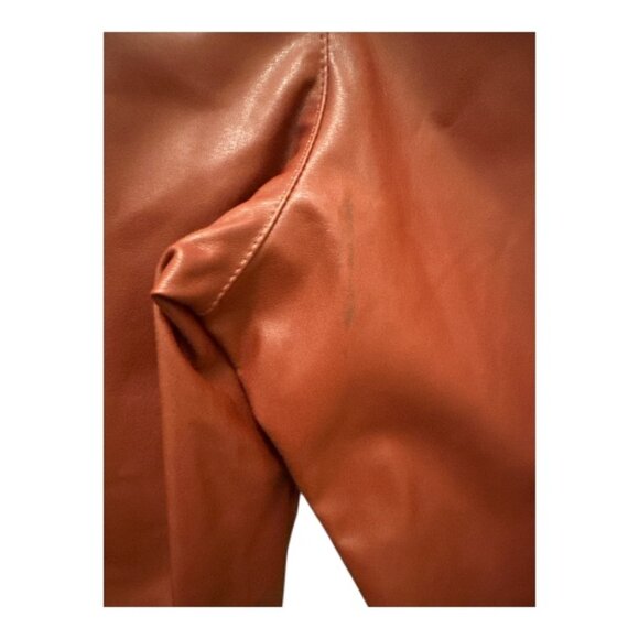 High Waisted Red Faux Leather Pants - Size 12 - Picture 6 of 11